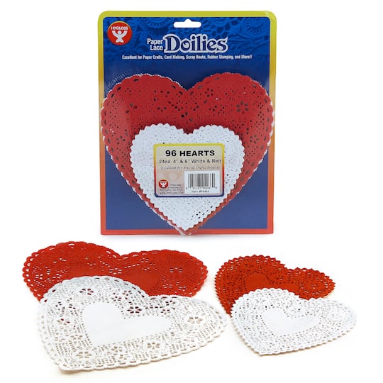 18 Pack Hygloss Products Heart Doilies 26529 6 Inch Red Foil Doily for Crafts Table Settings Made in USA